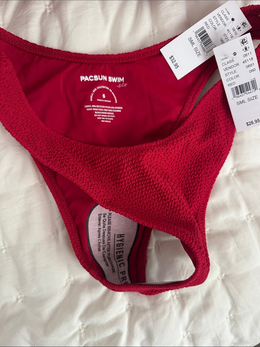 NWT PacSun Red Bandeau Bikini with Gold Shell Accent - Picture 2 of 3